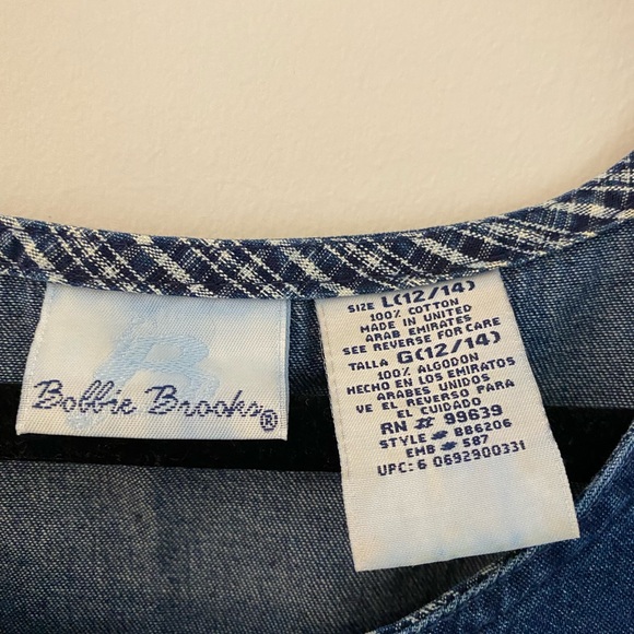 VTG embroidered denim jumper dress - Picture 5 of 6